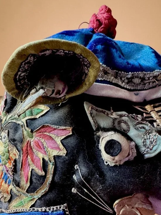 Antique Chinese Child’s Embroidered Tiger Hat Protective Festival Cap - Picture 2 of 16